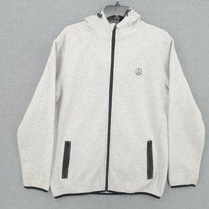 London Grind Hoodie Jacket Mens Large White Long Sleeve Full Zip Hooded Fleece